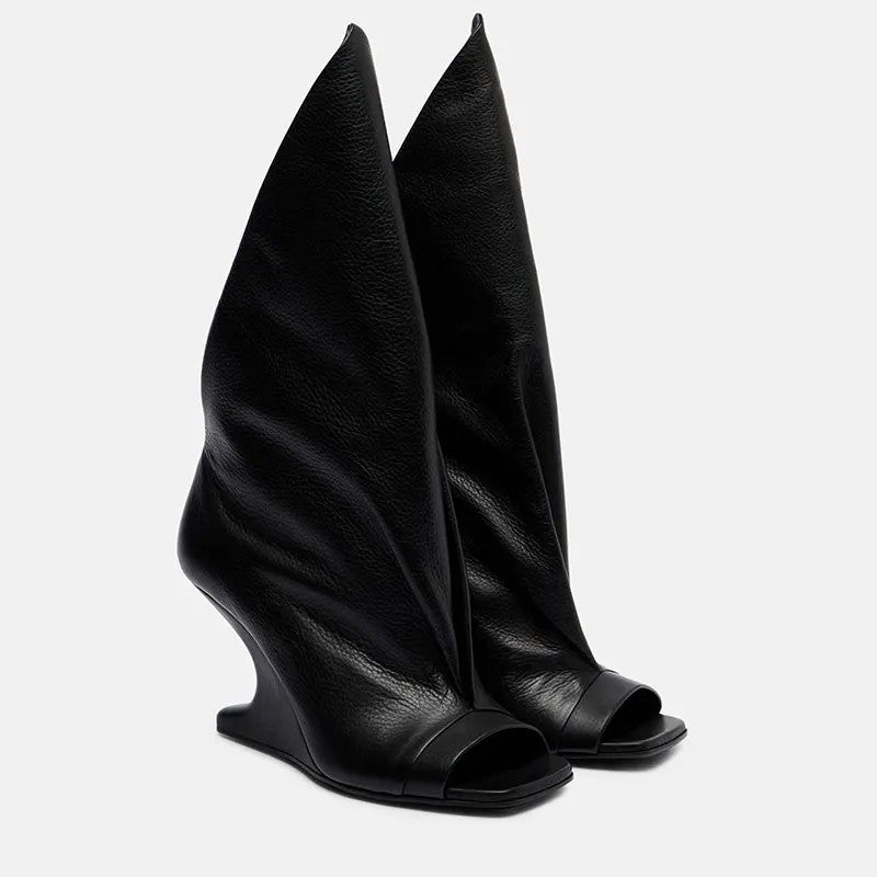 Vela Draped Peep-Toe Wedges