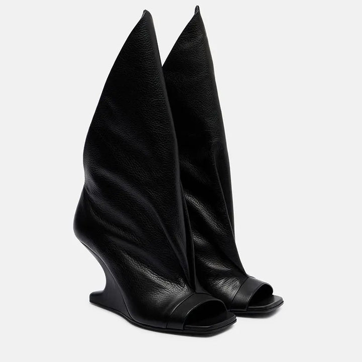 Vela Draped Peep-Toe Wedges