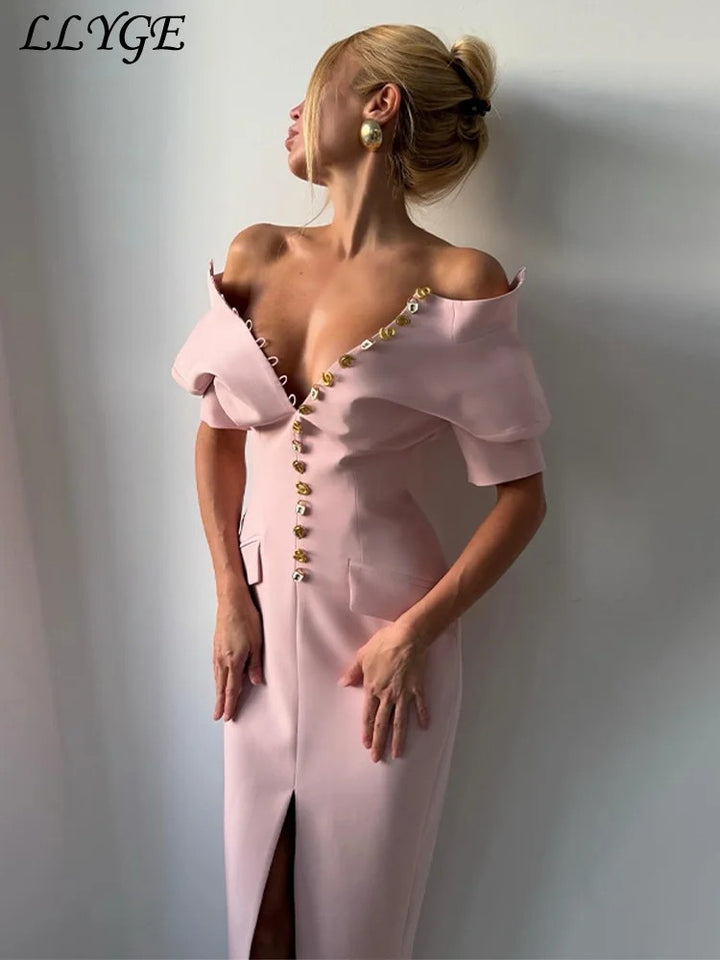 Aurelia Buttoned Column Dress