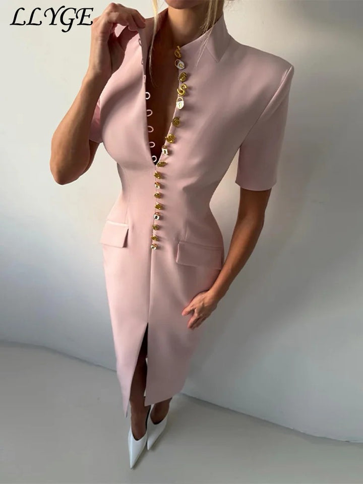 Aurelia Buttoned Column Dress