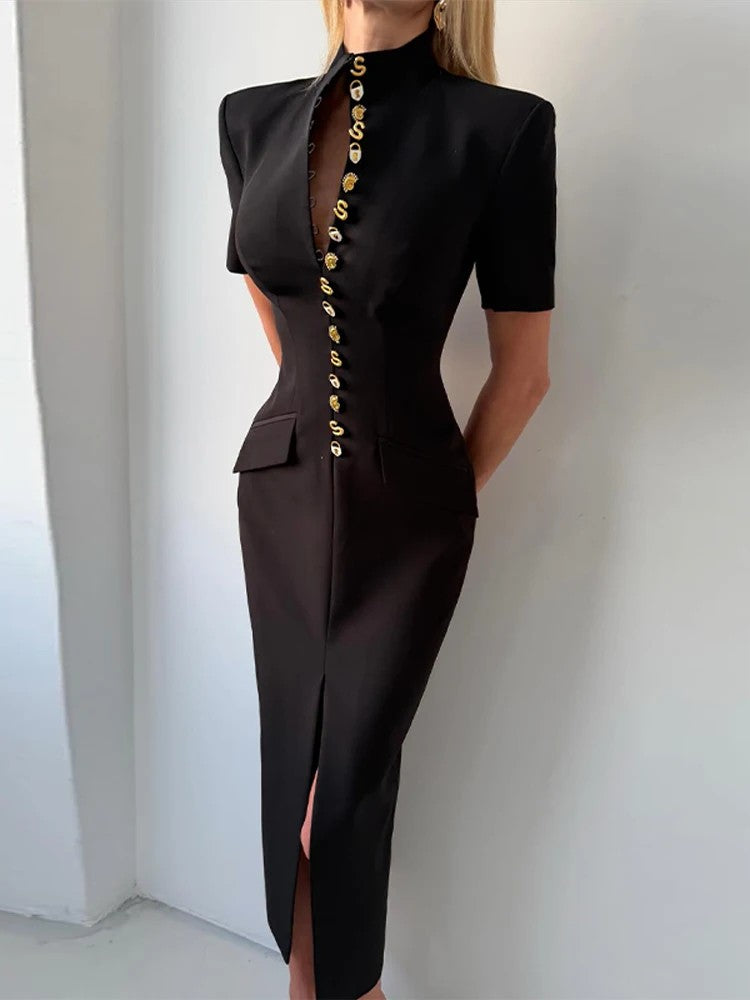 Aurelia Buttoned Column Dress