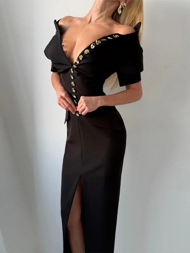 Aurelia Buttoned Column Dress