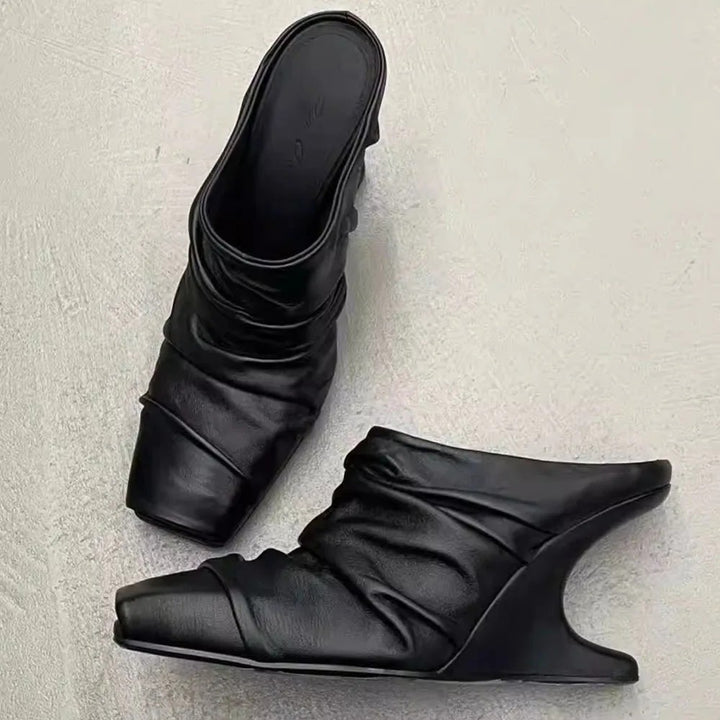 Ruche Sculpted Heel Mules