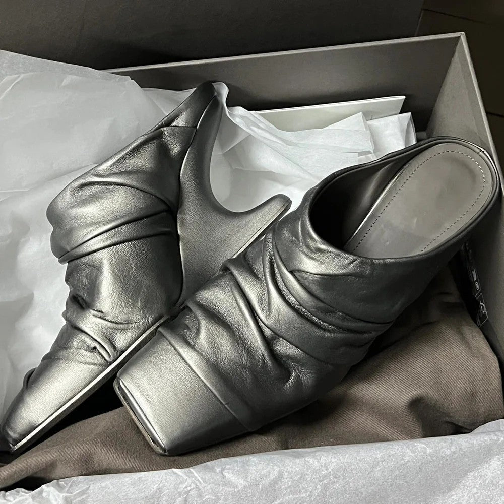 Ruche Sculpted Heel Mules