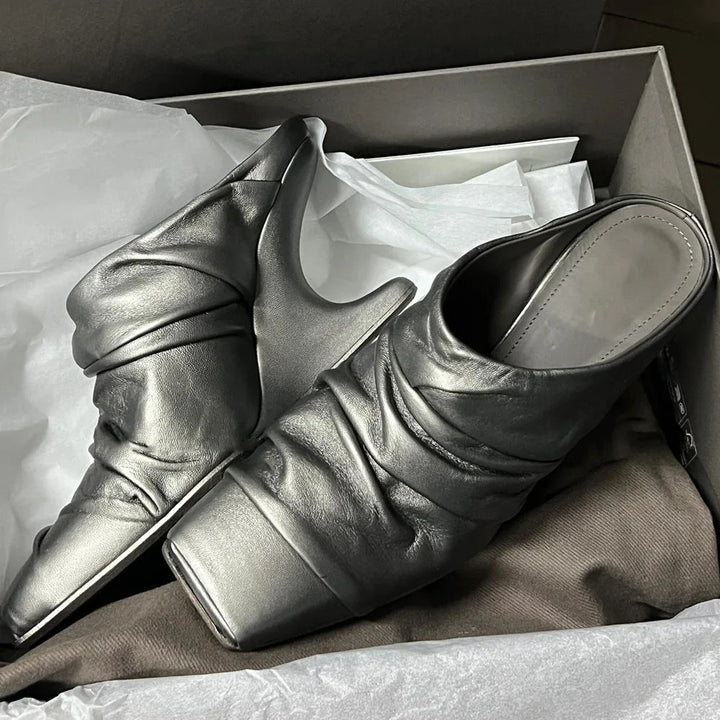 Ruche Sculpted Heel Mules