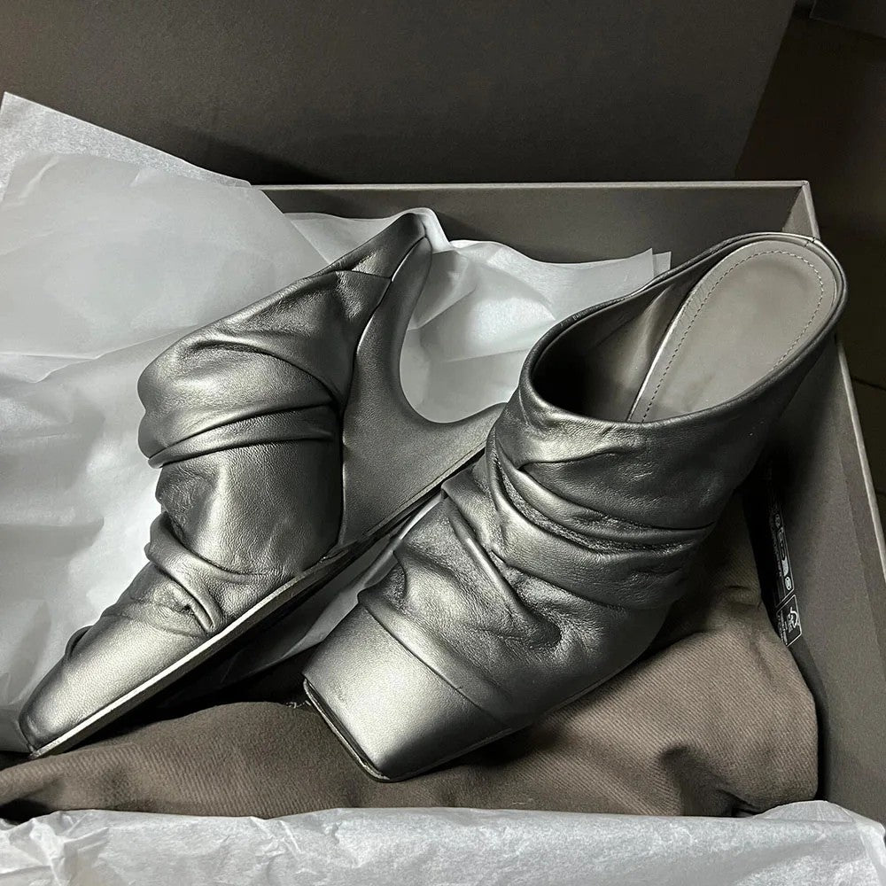Ruche Sculpted Heel Mules