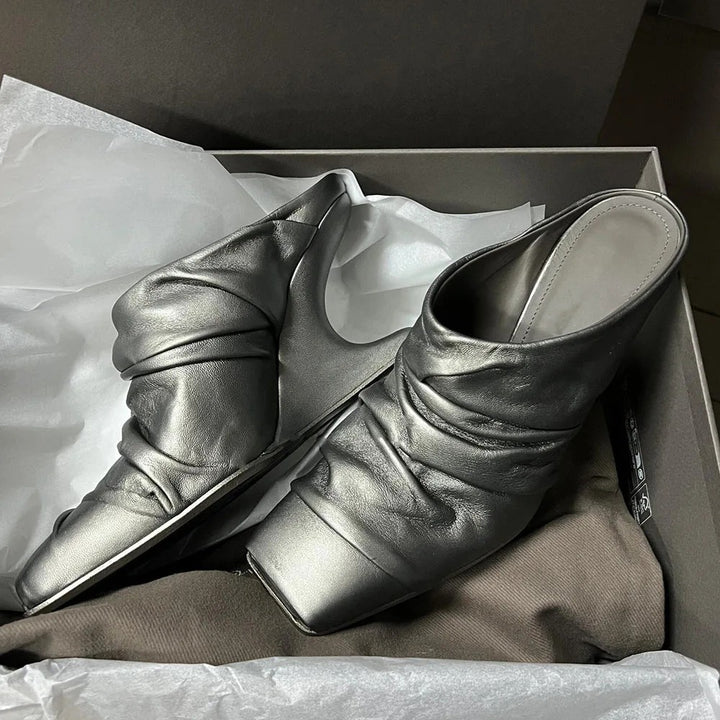 Ruche Sculpted Heel Mules