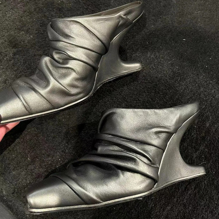 Ruche Sculpted Heel Mules