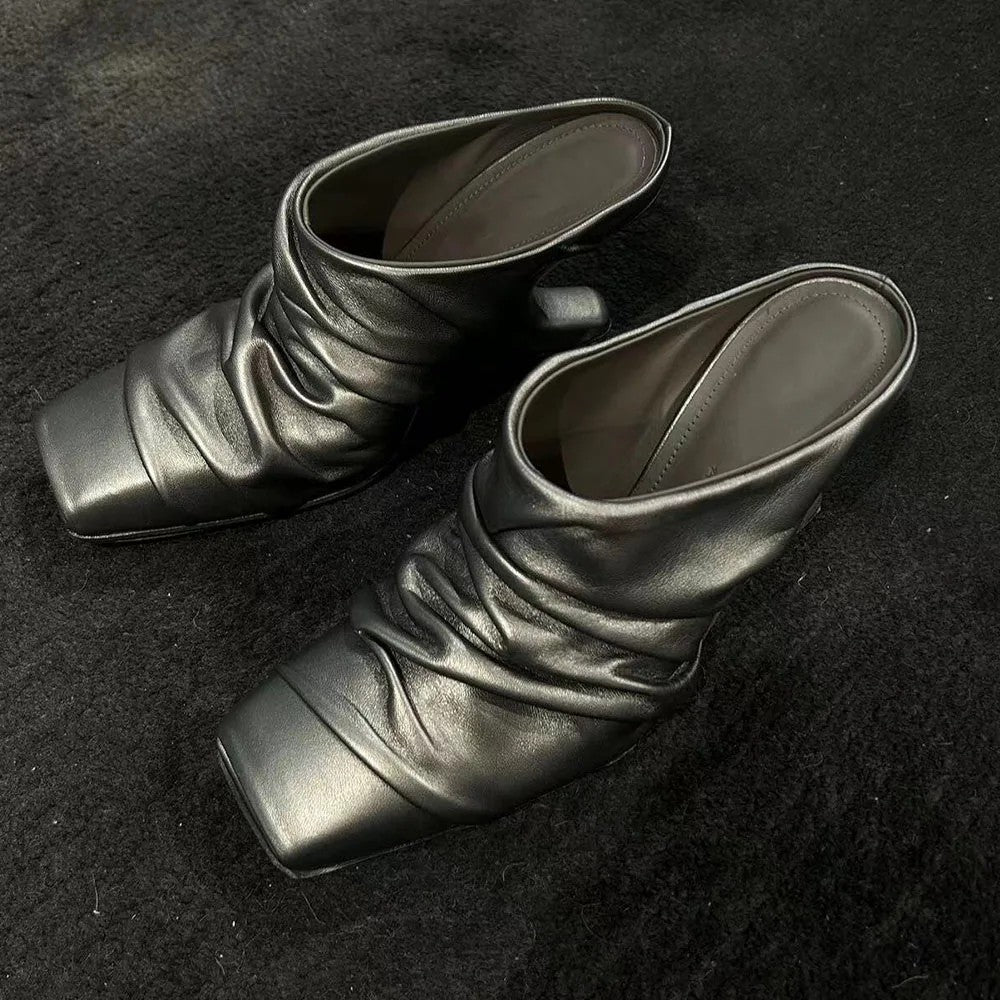 Ruche Sculpted Heel Mules