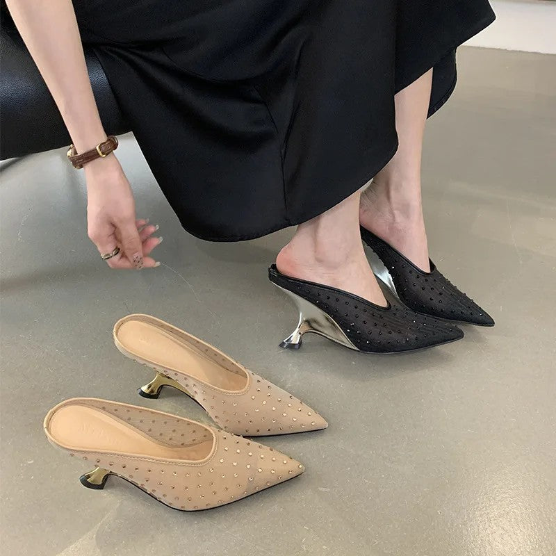 Costella Crystal Wedge Mules
