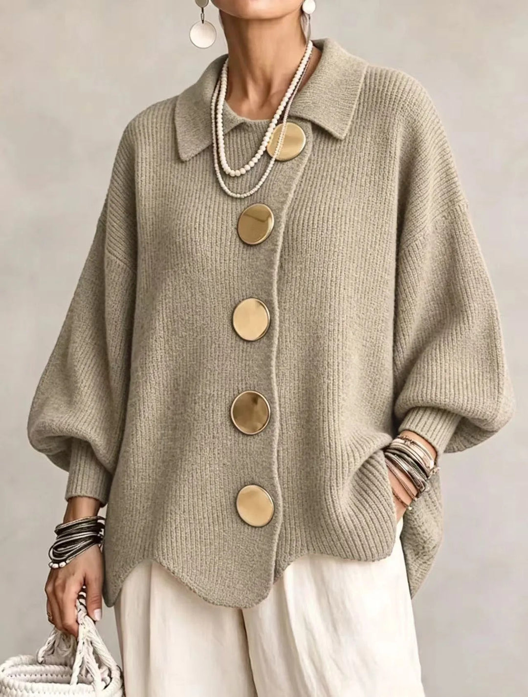 Medallion Button Knit Cardigan