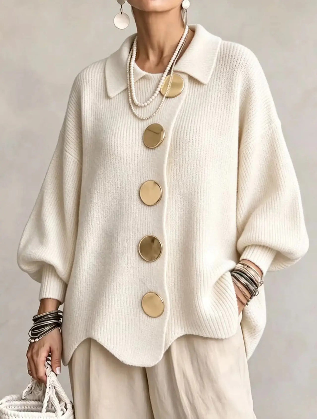 Medallion Button Knit Cardigan
