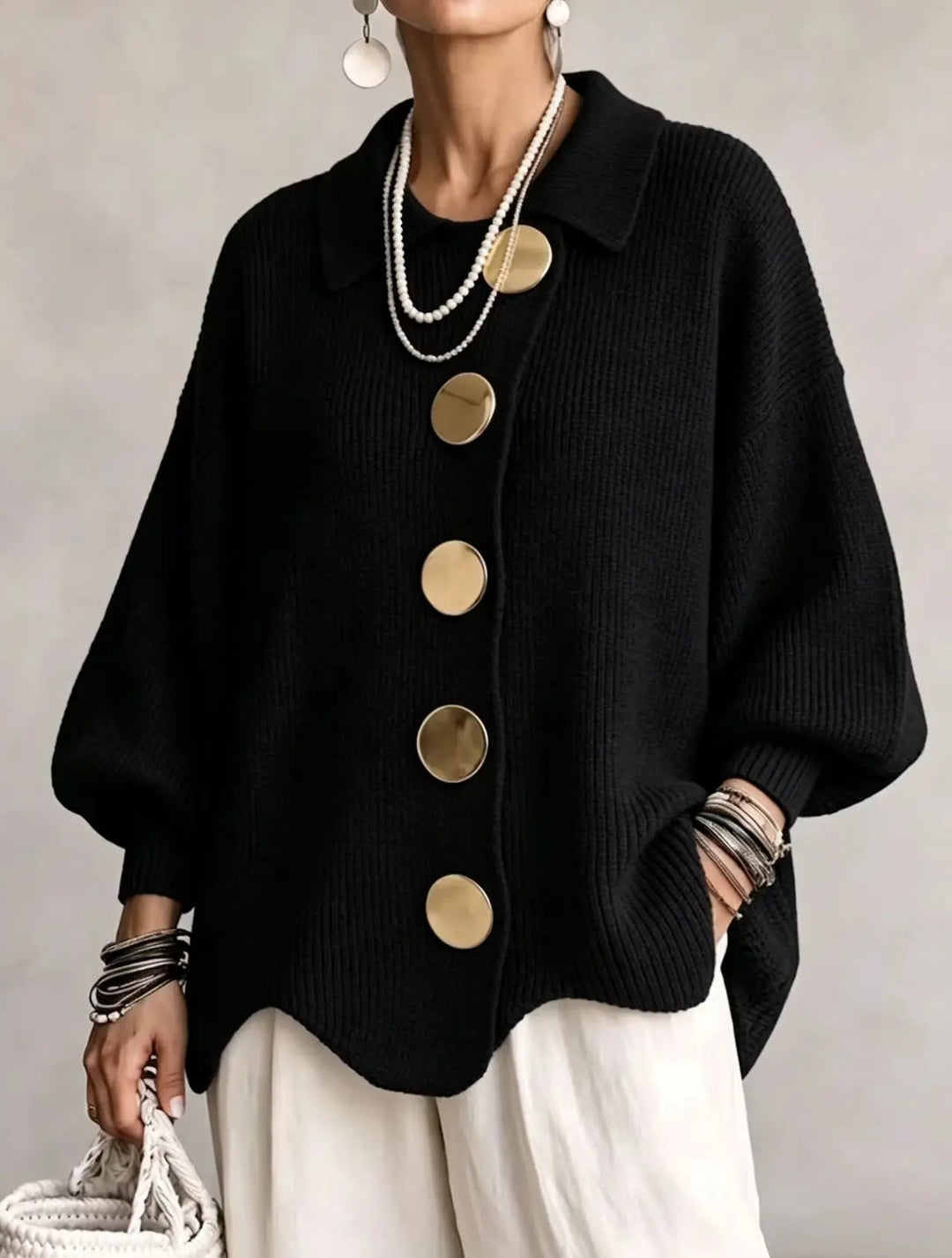 Medallion Button Knit Cardigan
