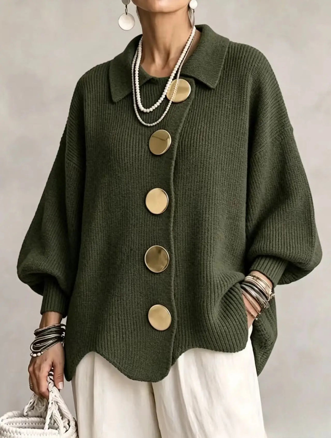 Medallion Button Knit Cardigan