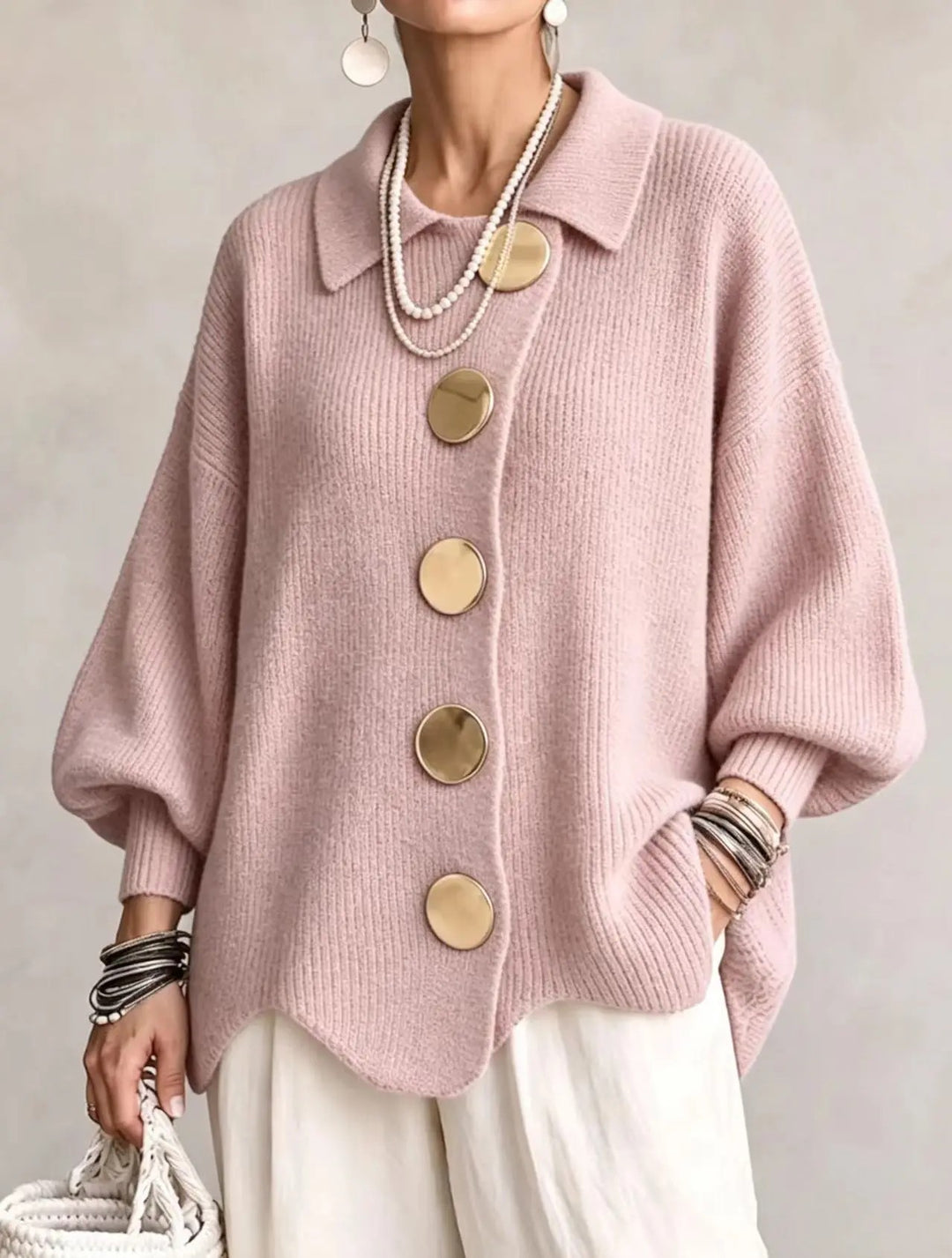 Medallion Button Knit Cardigan