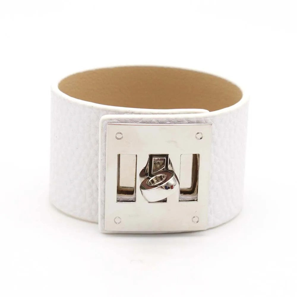 Turnlock Leather Cuff Bracelet