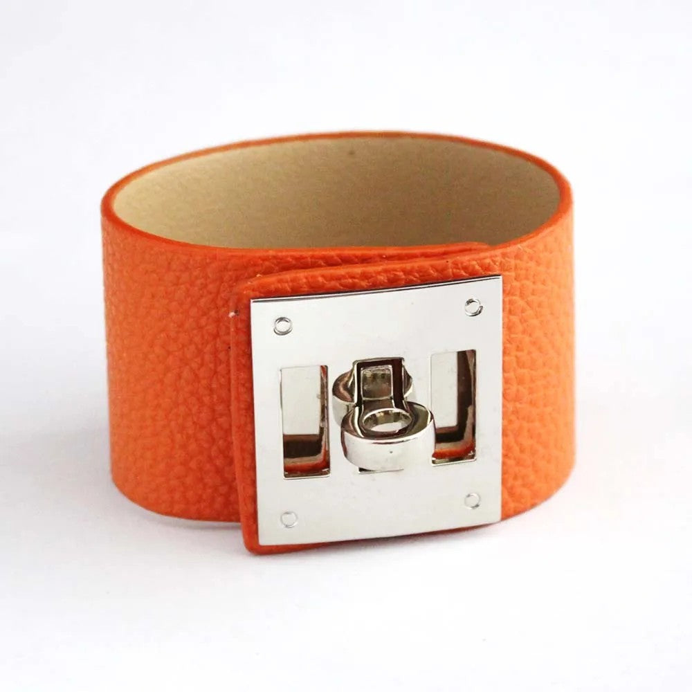 Turnlock Leather Cuff Bracelet