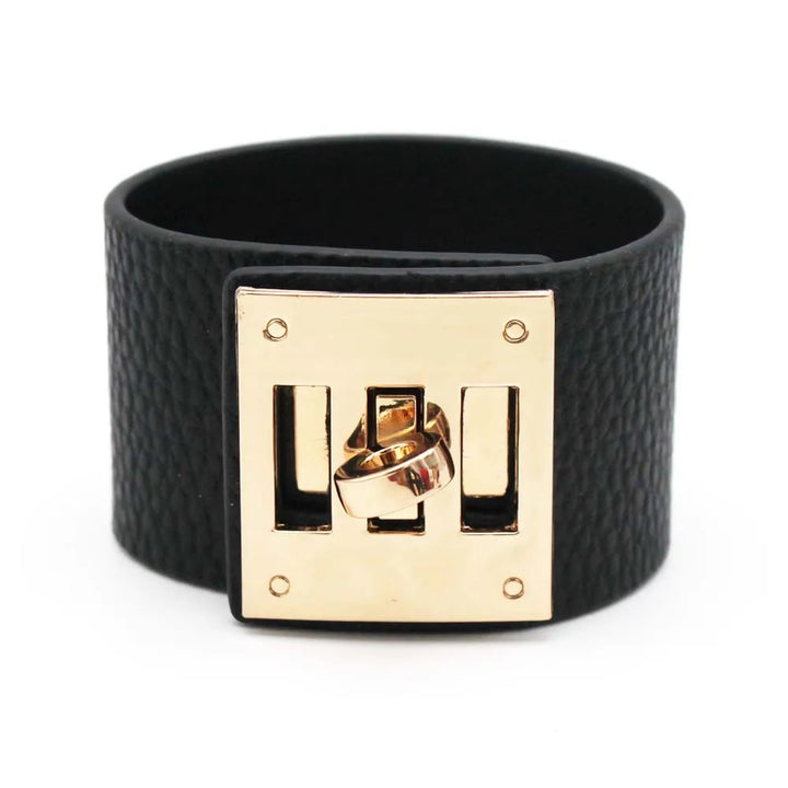Turnlock Leather Cuff Bracelet