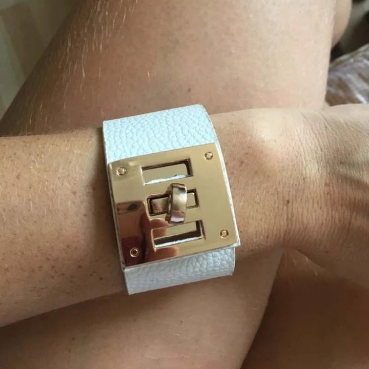 Turnlock Leather Cuff Bracelet