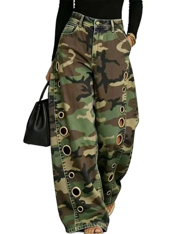 Grommet Camo Jeans
