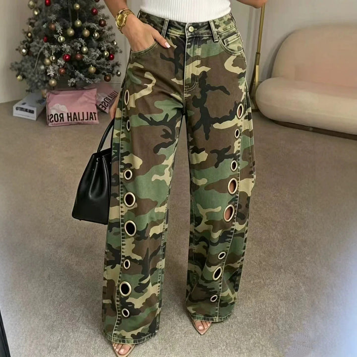 Grommet Camo Jeans