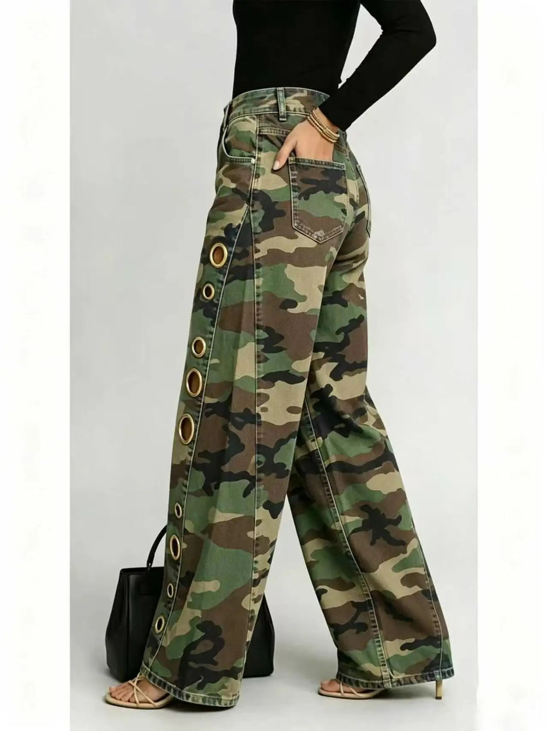 Grommet Camo Jeans