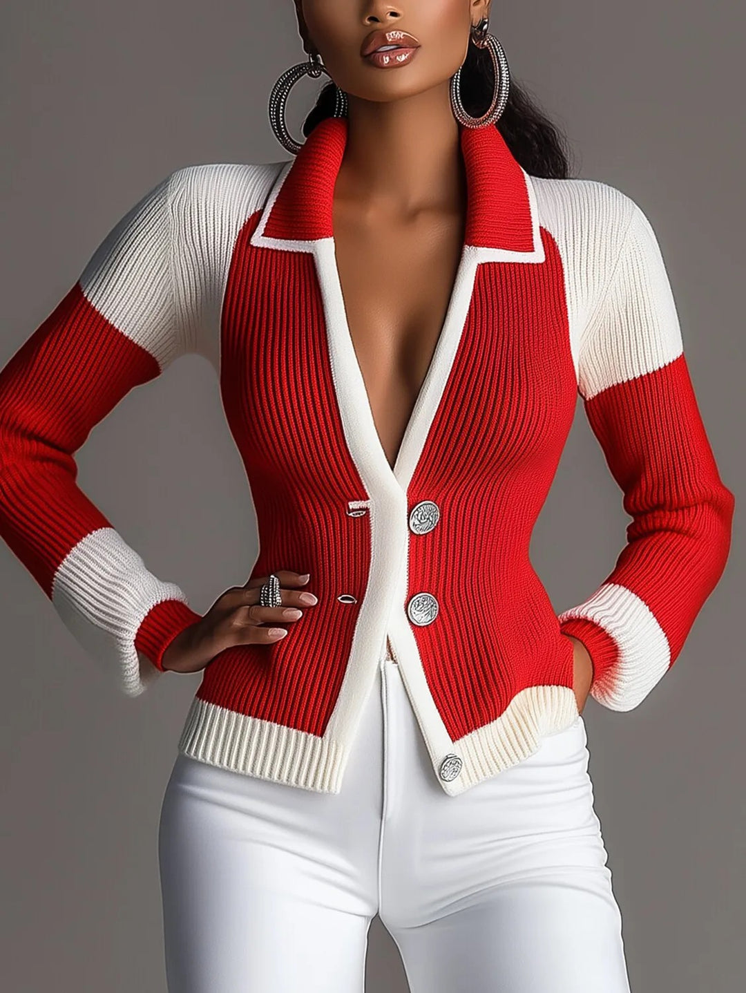 Regina Contrast-Trim Knit Cardigan