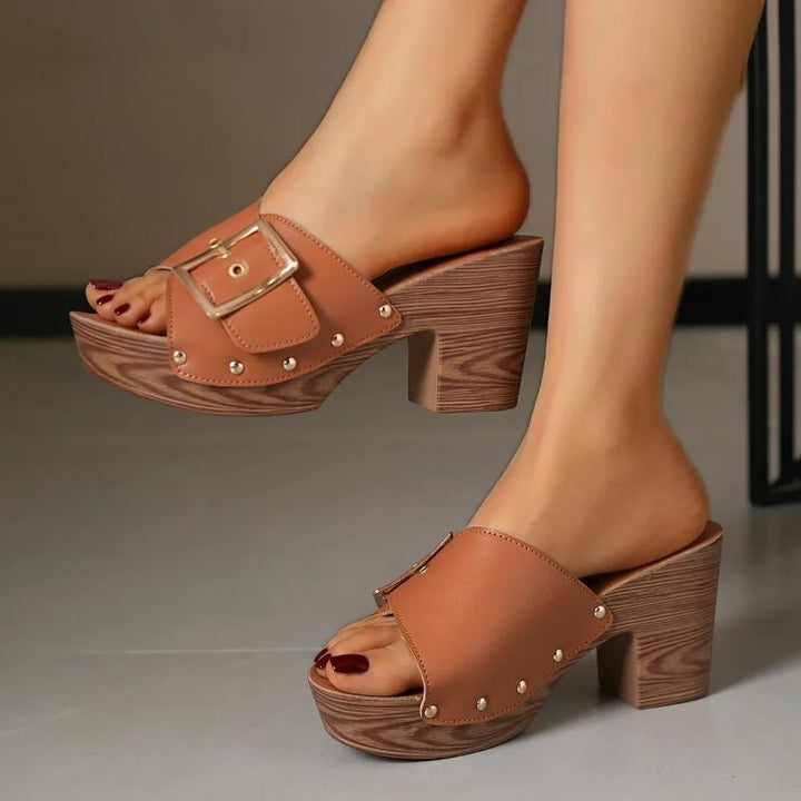 Fibbia Oversized-Buckle Platform Mules