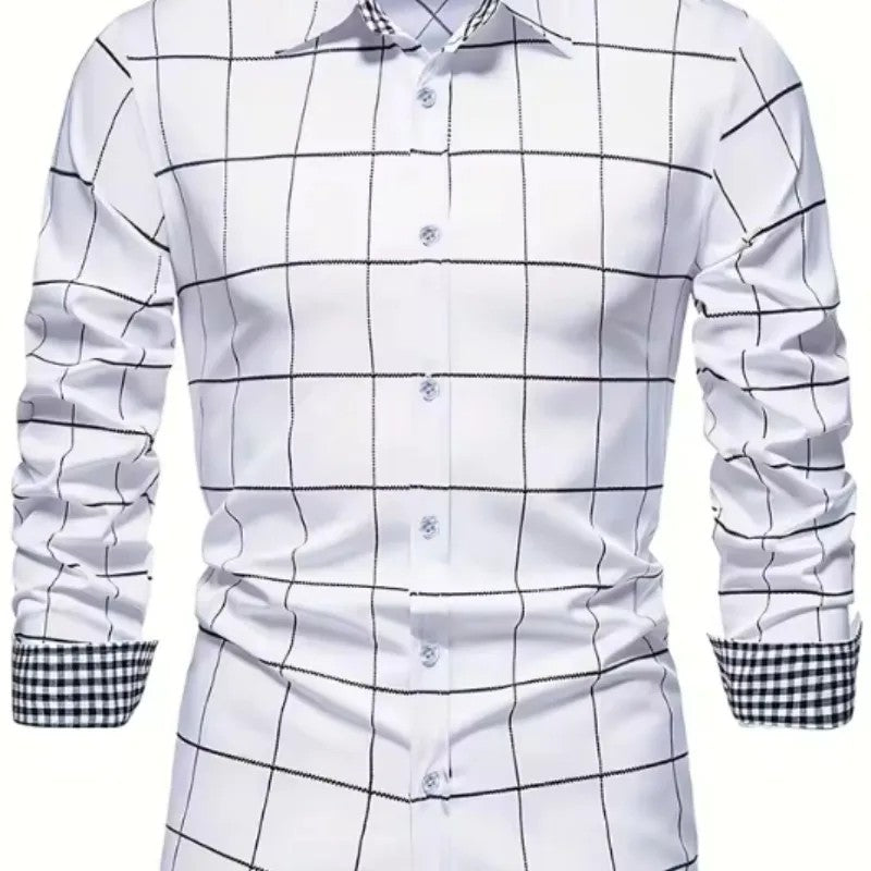 Griglia Windowpane Contrast-Cuff Shirt
