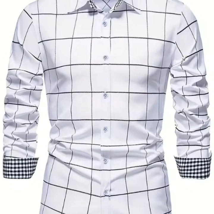 Griglia Windowpane Contrast-Cuff Shirt