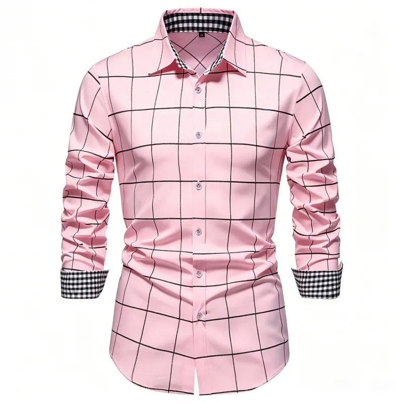 Griglia Windowpane Contrast-Cuff Shirt