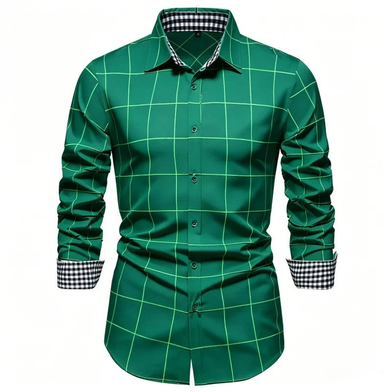 Griglia Windowpane Contrast-Cuff Shirt