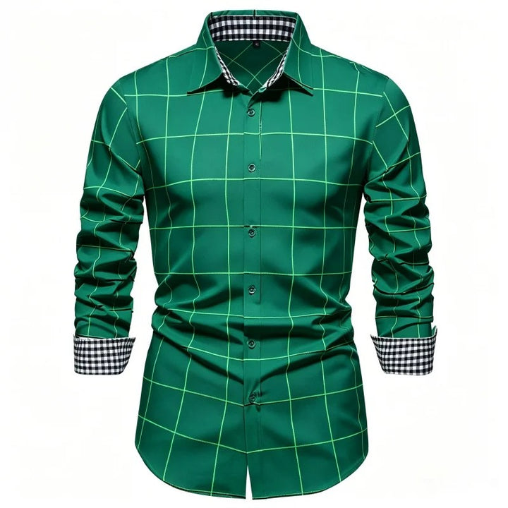 Griglia Windowpane Contrast-Cuff Shirt
