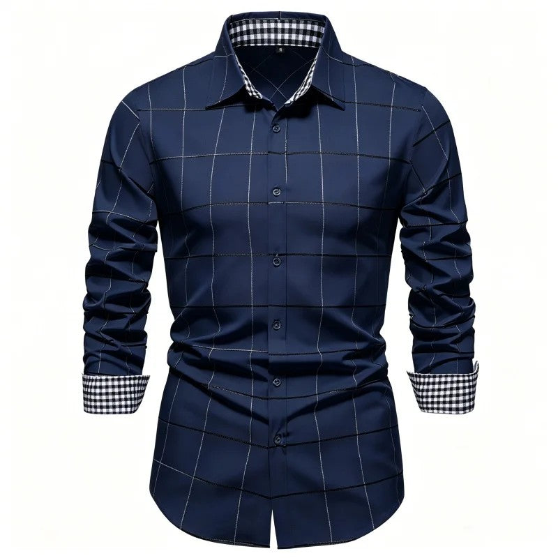 Griglia Windowpane Contrast-Cuff Shirt