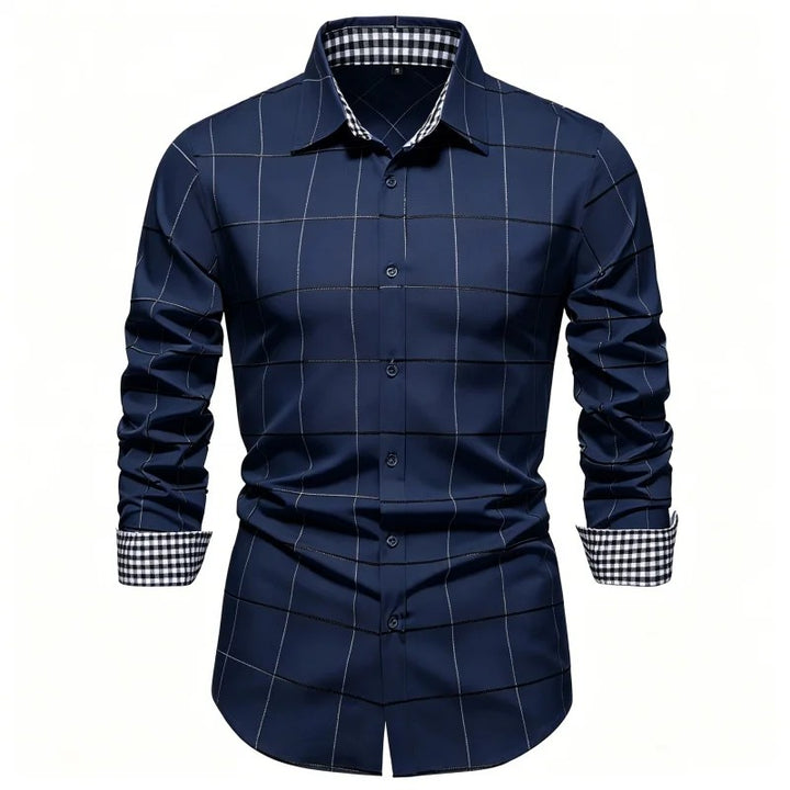 Griglia Windowpane Contrast-Cuff Shirt