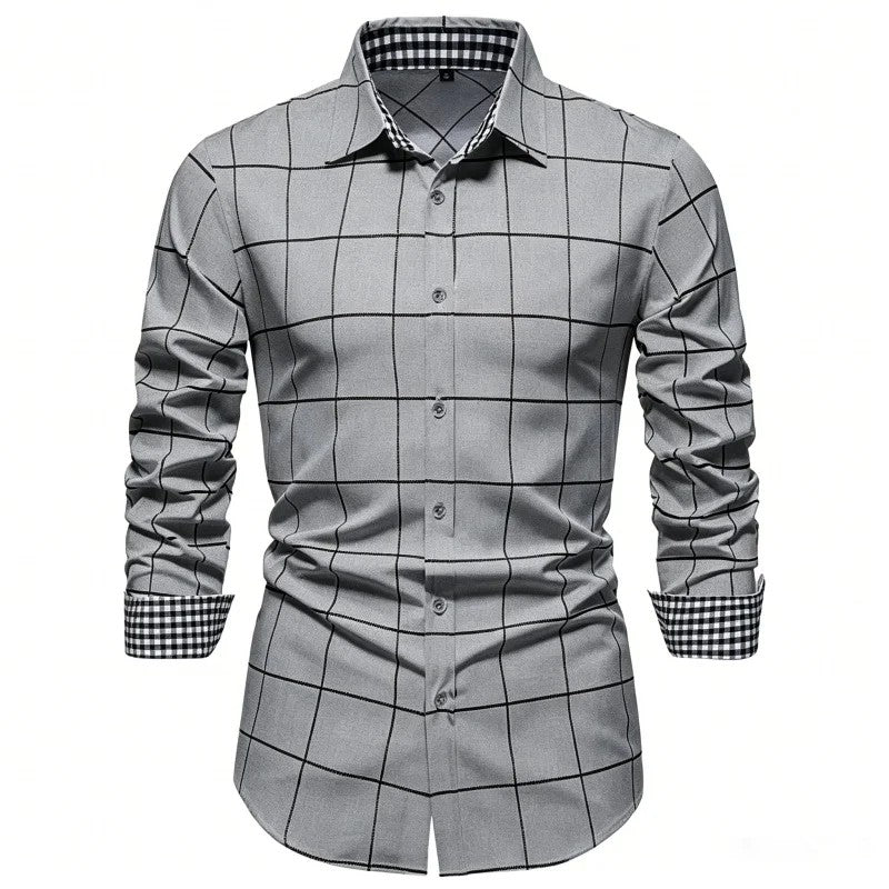 Griglia Windowpane Contrast-Cuff Shirt