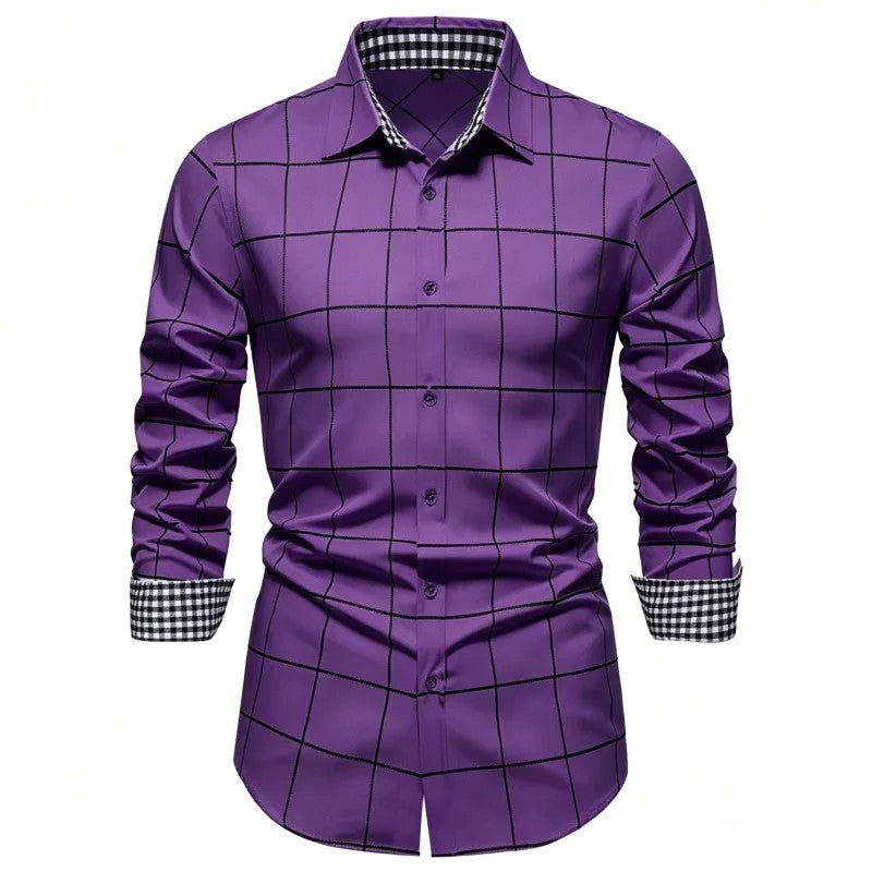 Griglia Windowpane Contrast-Cuff Shirt