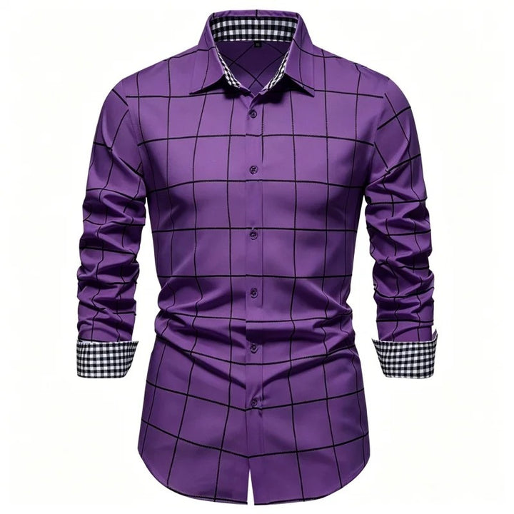 Griglia Windowpane Contrast-Cuff Shirt
