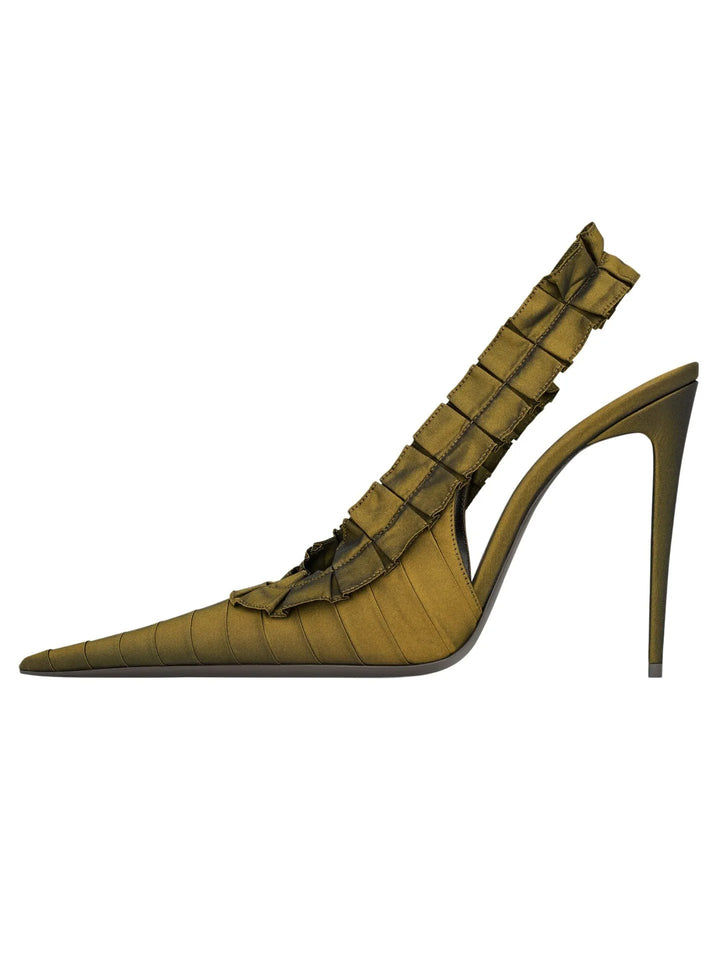 Ruffia Slingback Pumps
