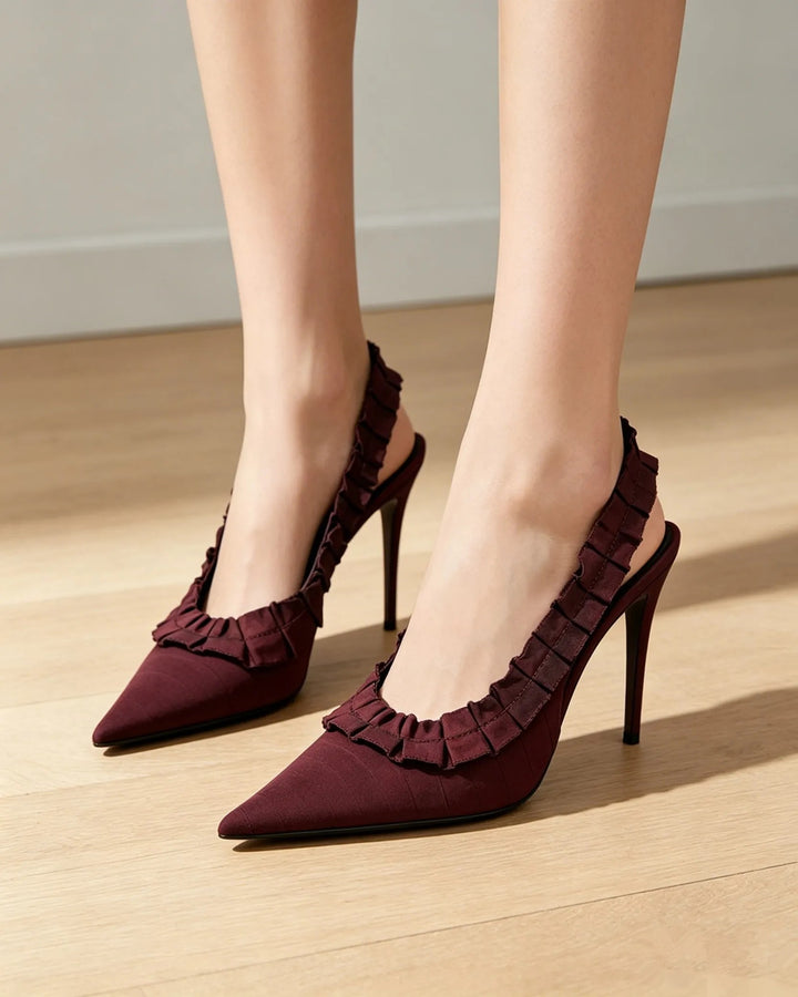 Ruffia Slingback Pumps