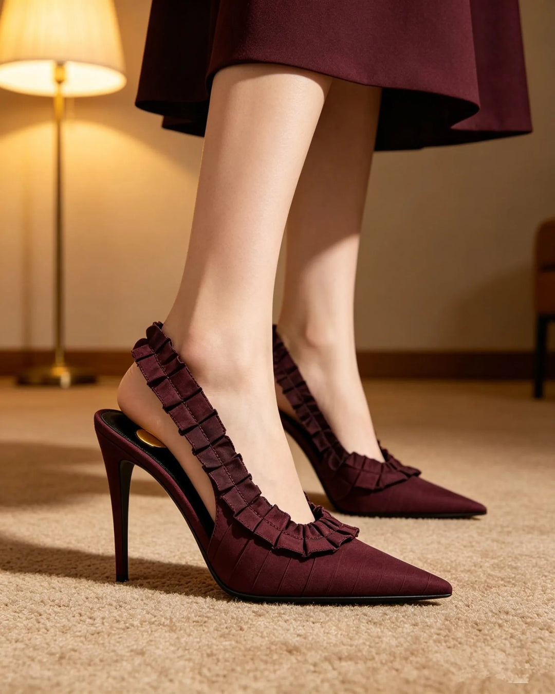 Ruffia Slingback Pumps