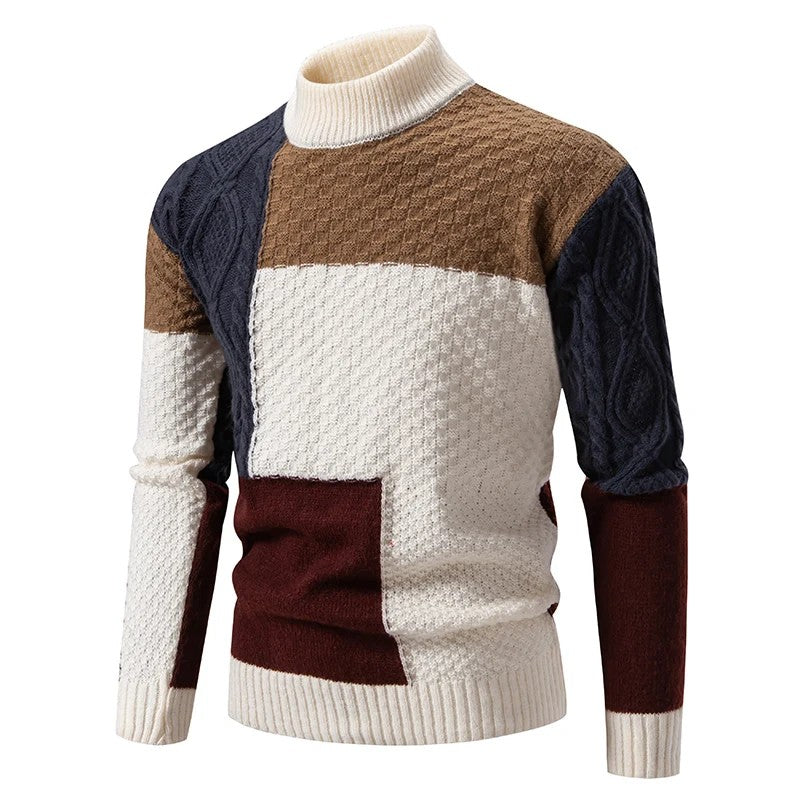 Ashland Patchwork Mock-Neck Sweater