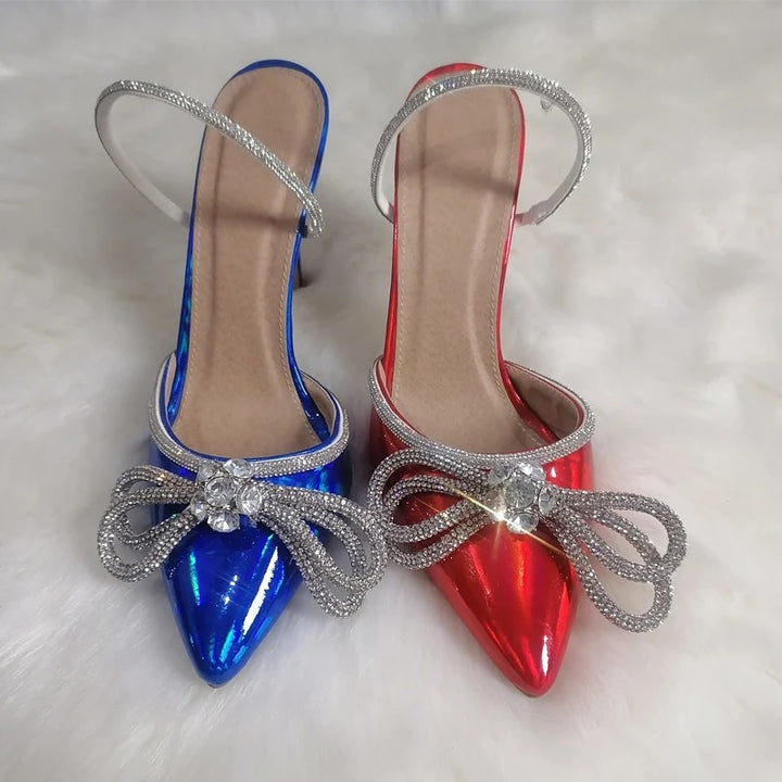 Farfallina Crystal-Bow Slingback Pumps