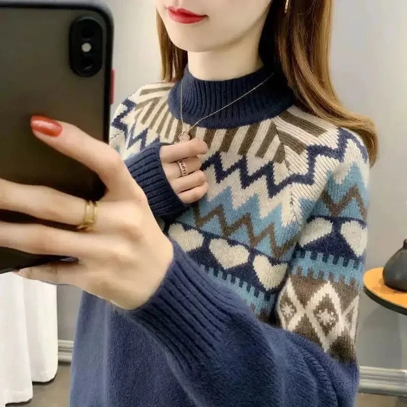 Folklore Jacquard Mock Neck