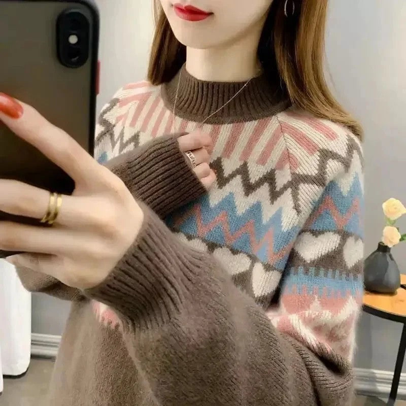 Folklore Jacquard Mock Neck