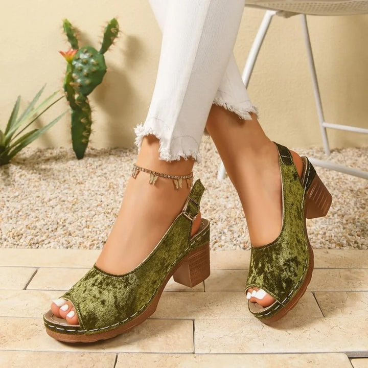 Velluta Peep-Toe Block Sandals