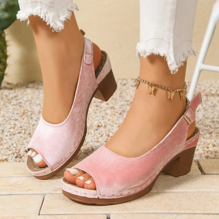 Velluta Peep-Toe Block Sandals