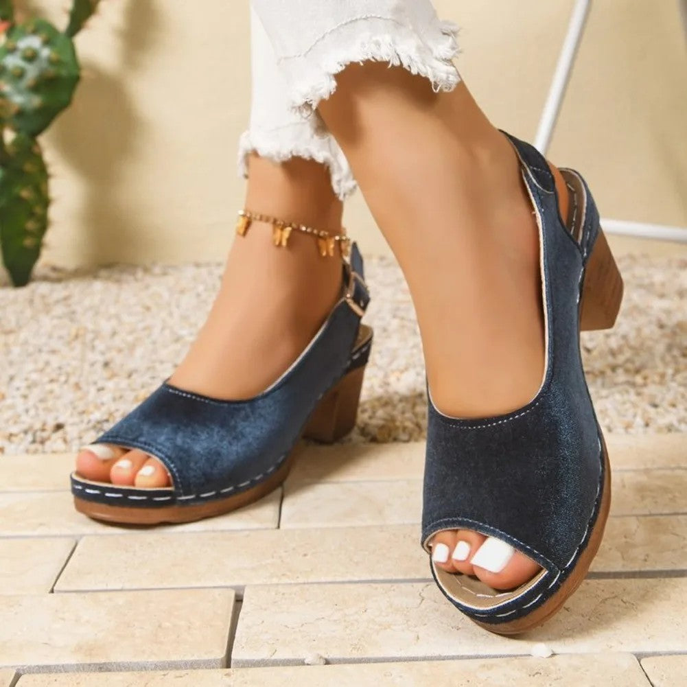Velluta Peep-Toe Block Sandals
