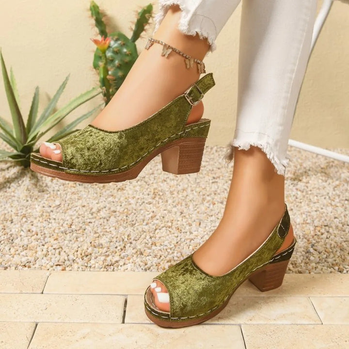 Velluta Peep-Toe Block Sandals