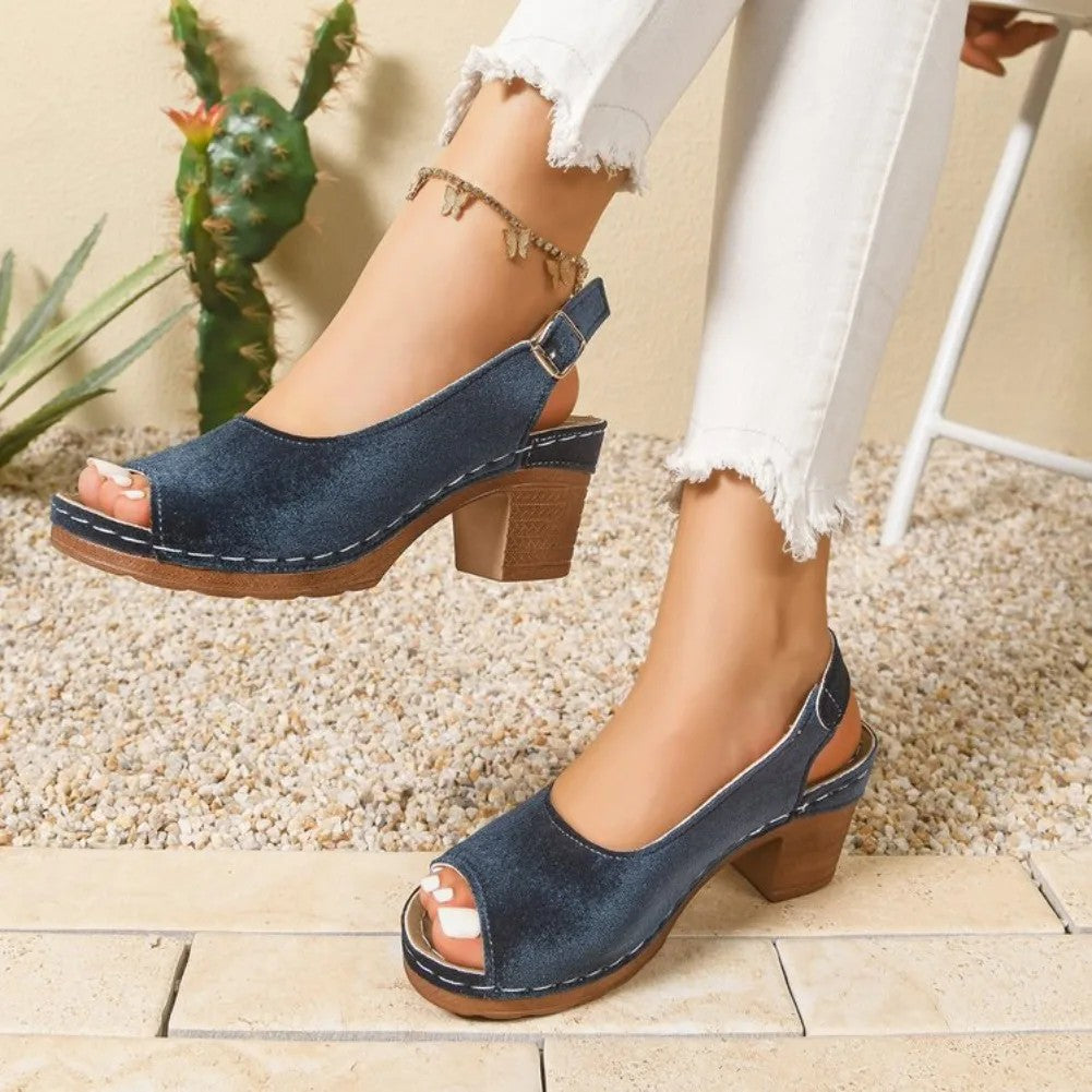 Velluta Peep-Toe Block Sandals